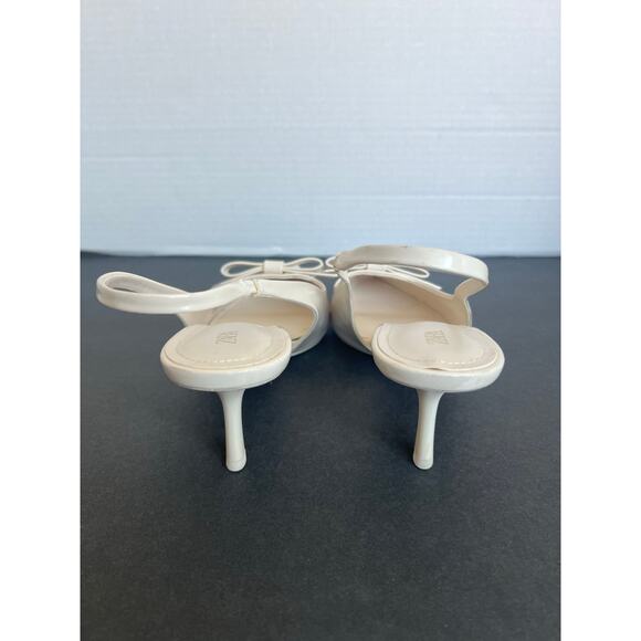 NWOT ZARA Cream Pointed Toe SlipOn Slingback Front Bow High Heel Pump Shoe Sz 10 - Picture 8 of 12